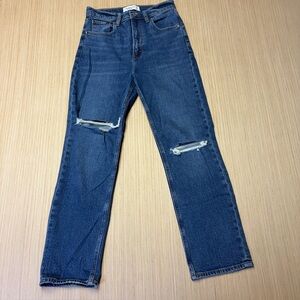 Abercrombie & Fitch Ankle Straight Ultra High Rise Jeans Womens 26/2R Blue Denim